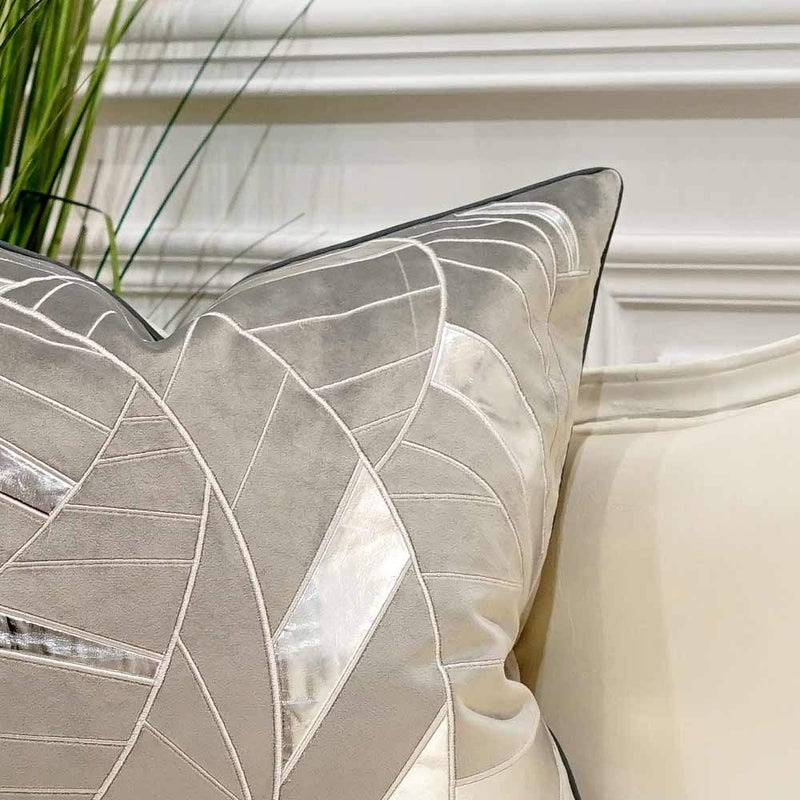 Avigers 20 x 20 Inches Grey Silver Striped Cushion Case Luxury European Throw Pillow Cover Decorative Pillow for Couch Living Room Bedroom Car - Image 2